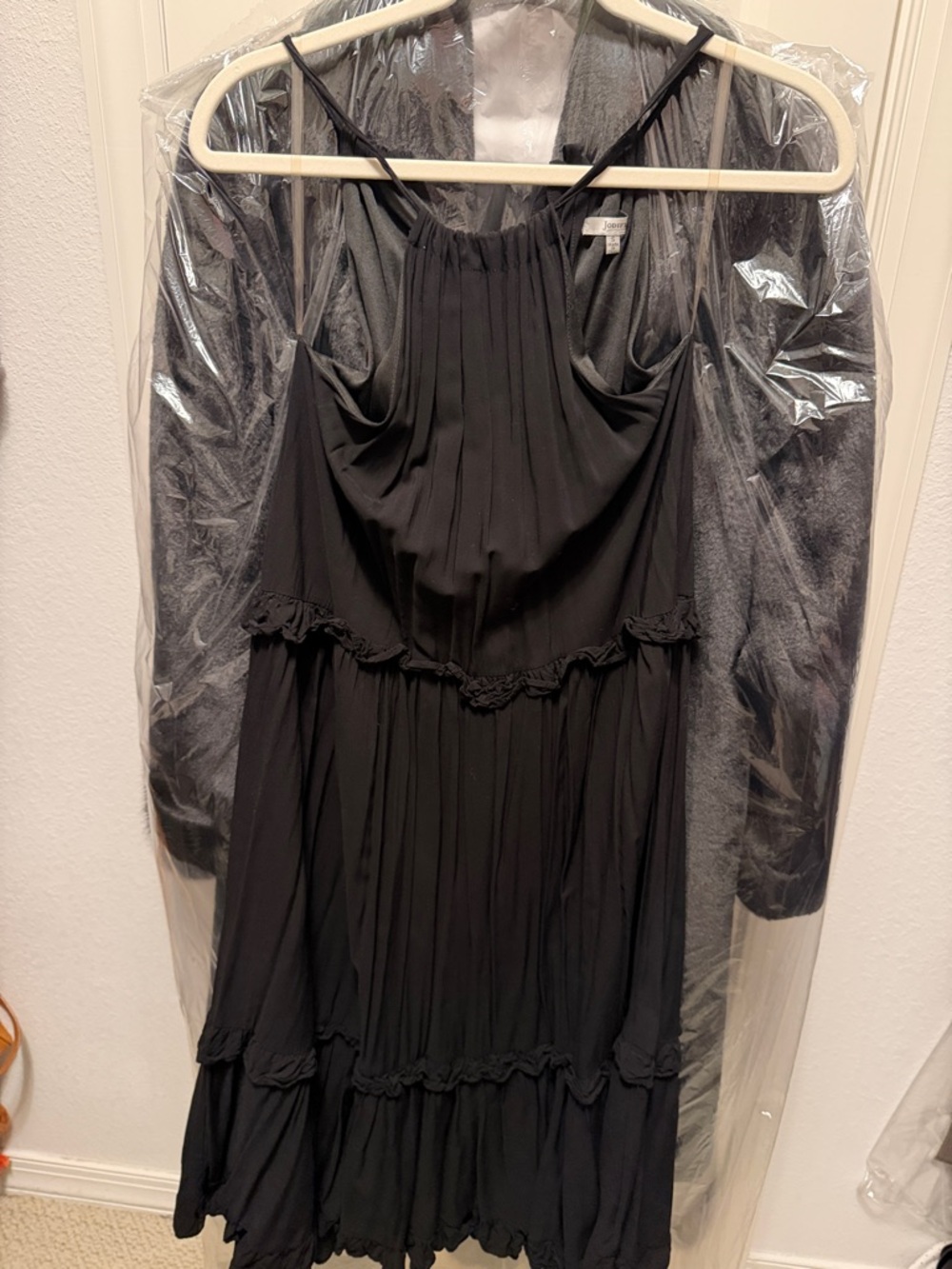 JODIFL Black Strapless Ruffle Tiered Sundress